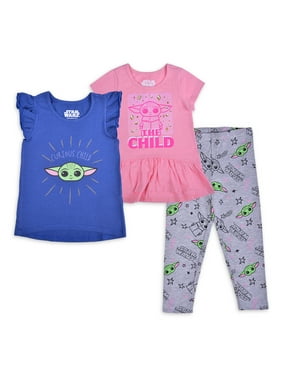 Disney Princess Toddler Girls Tee Shirt Tank Top and Shorts 3 Piece Outfit Set